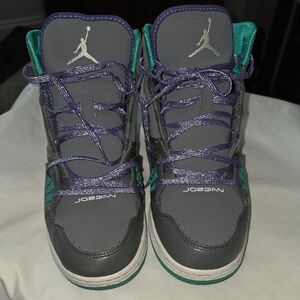 Jordan Kids' Gray and Teal High-Top Sneakers